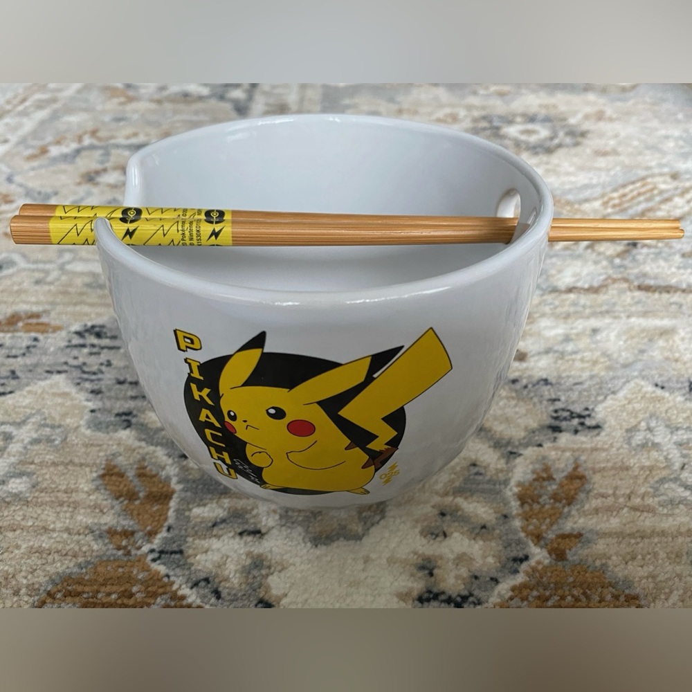 Pikachu Ceramic Ramen Bowl with Chopsticks